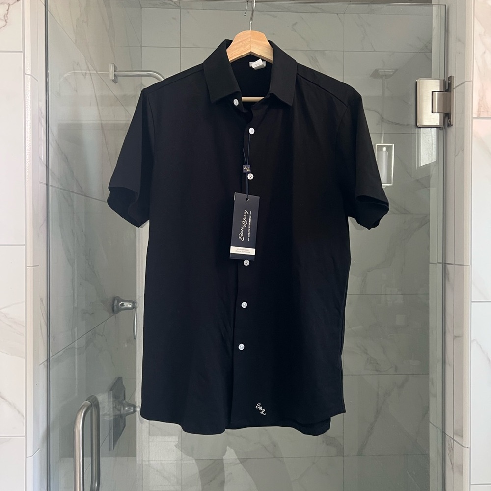 Elegant Black Casual Button Down Shirt